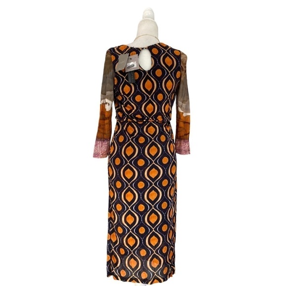 Anthropologie x Blank London Twist Front NWT Dress Long Sleeve Midi Batik Print - Picture 5 of 12